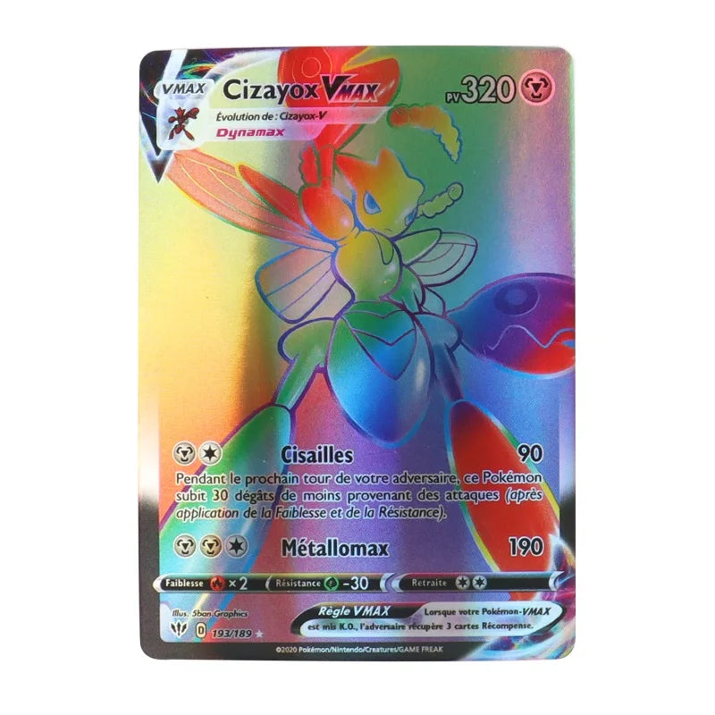 60-100Pcs French Pokemon cards MEGA Vmax Shiny trading Card Birthday gift for children