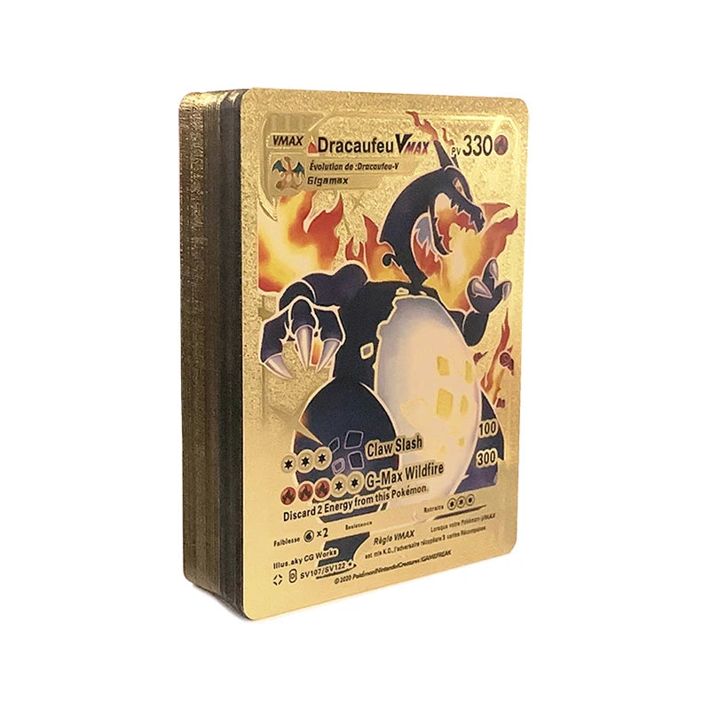 165Pcs Pokemon Gold Foil Card VSTAR VMAX EX GX Cards English French German Spanish Charizard Pikachu Arceus Silver Pokémon Cards