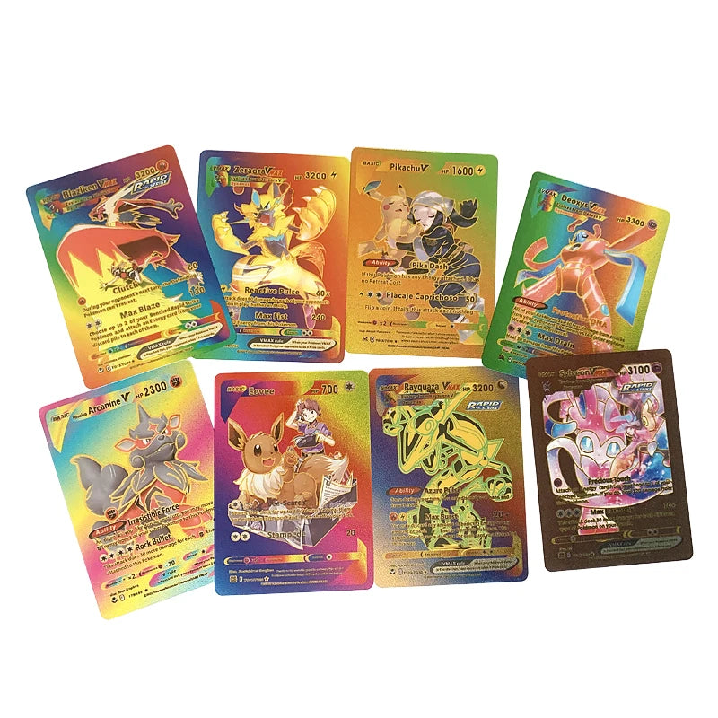 81Pcs Pokemon Francaise German Gold Cards Spanish English Foil Gold Rainbow Cards VMAX EX GX Card Vmax Gx Game Card Child Gifts