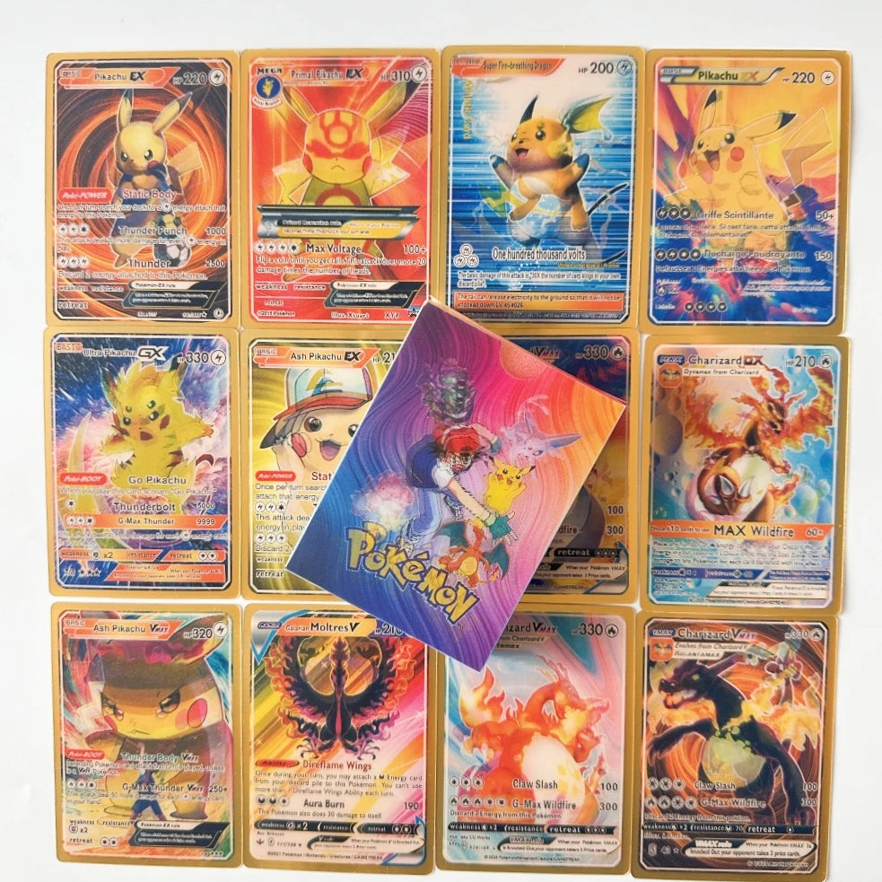 Pokemon 3D Shining Cat Eye Elf Card English Vmax Gx  Pikachu Trading Game Collection Battle Anniversary Card Christmas Present