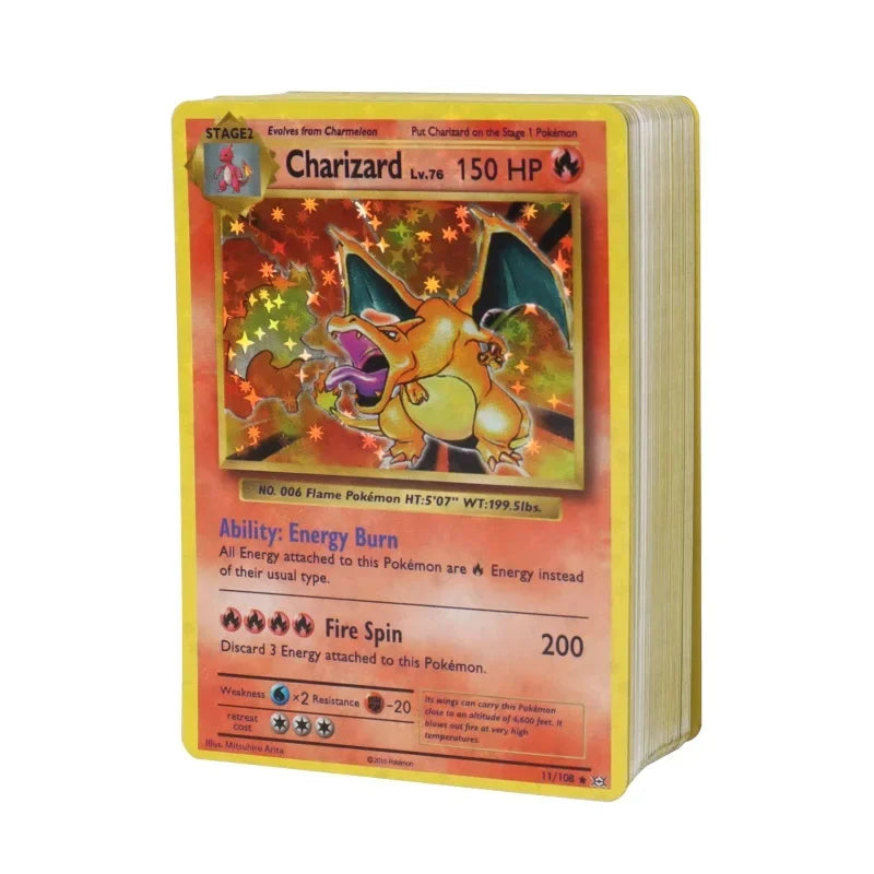 English Pokemon Card 1996 Year Shining Charizard Pikachu Mewtwo trade Card Kids Pokemon Toy