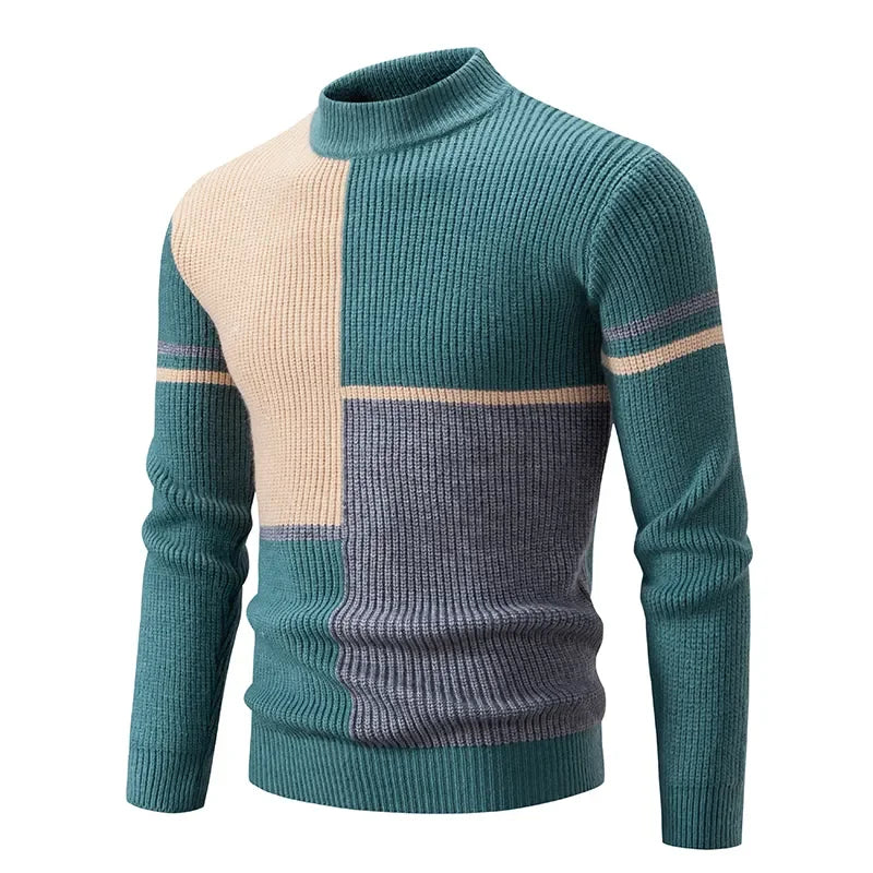 Men's New Autumn and Winter Casual Warm Neck Sweater Knit Pullover Tops  Man Clothes