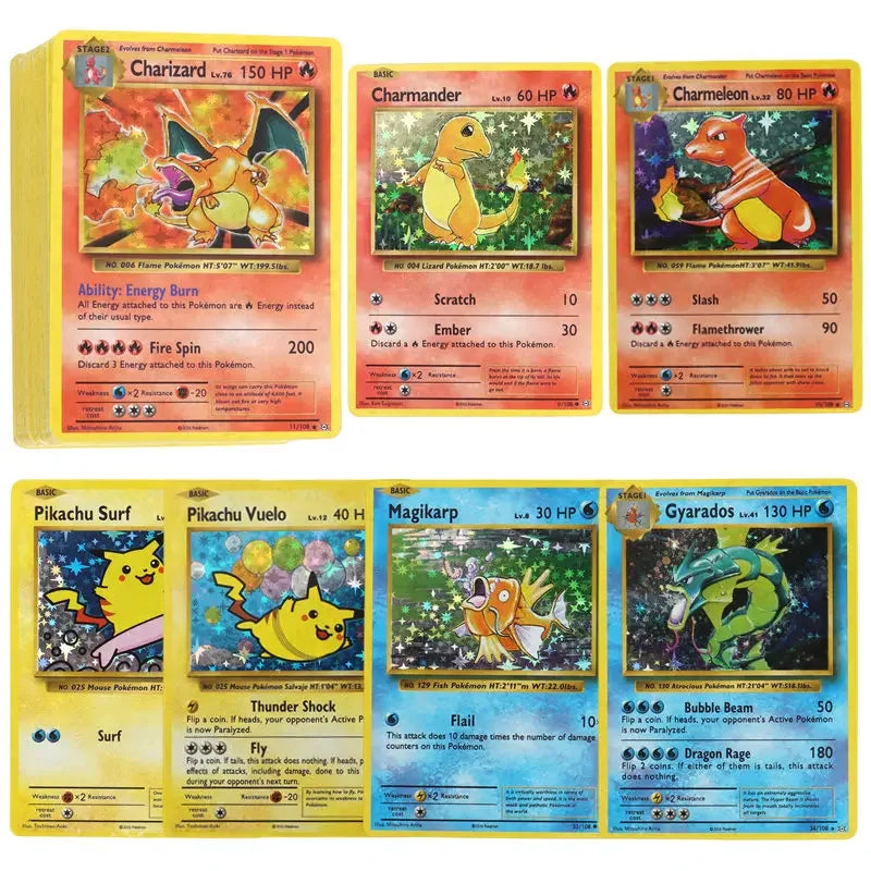 English Pokemon Card 1996 Year Shining Charizard Pikachu Mewtwo trade Card Kids Pokemon Toy