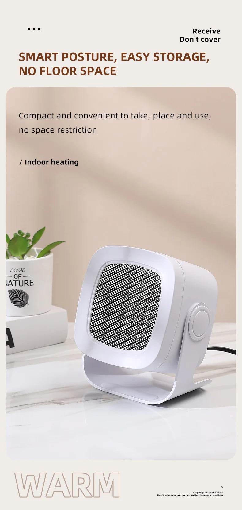 110V 220V Electric Fan Heater Portable Home Heater Fast Heating Desktop Heater for Winter Warming Machine Warm Hands and Feet