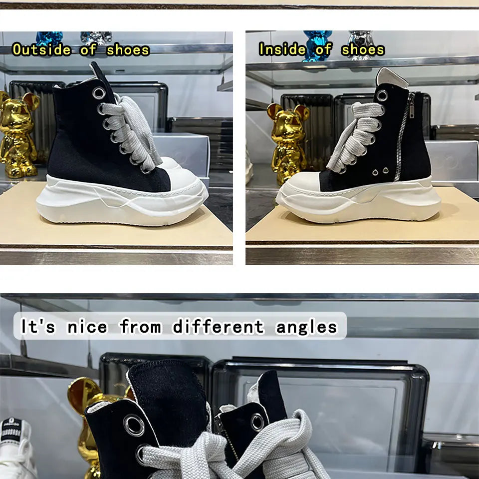 Original High Top Ankle Canvas Shoes Men Thick Sole Jumbo Lace Up Women Owen Sneakers Luxury Designer Sneakers Ro Ankle Boots