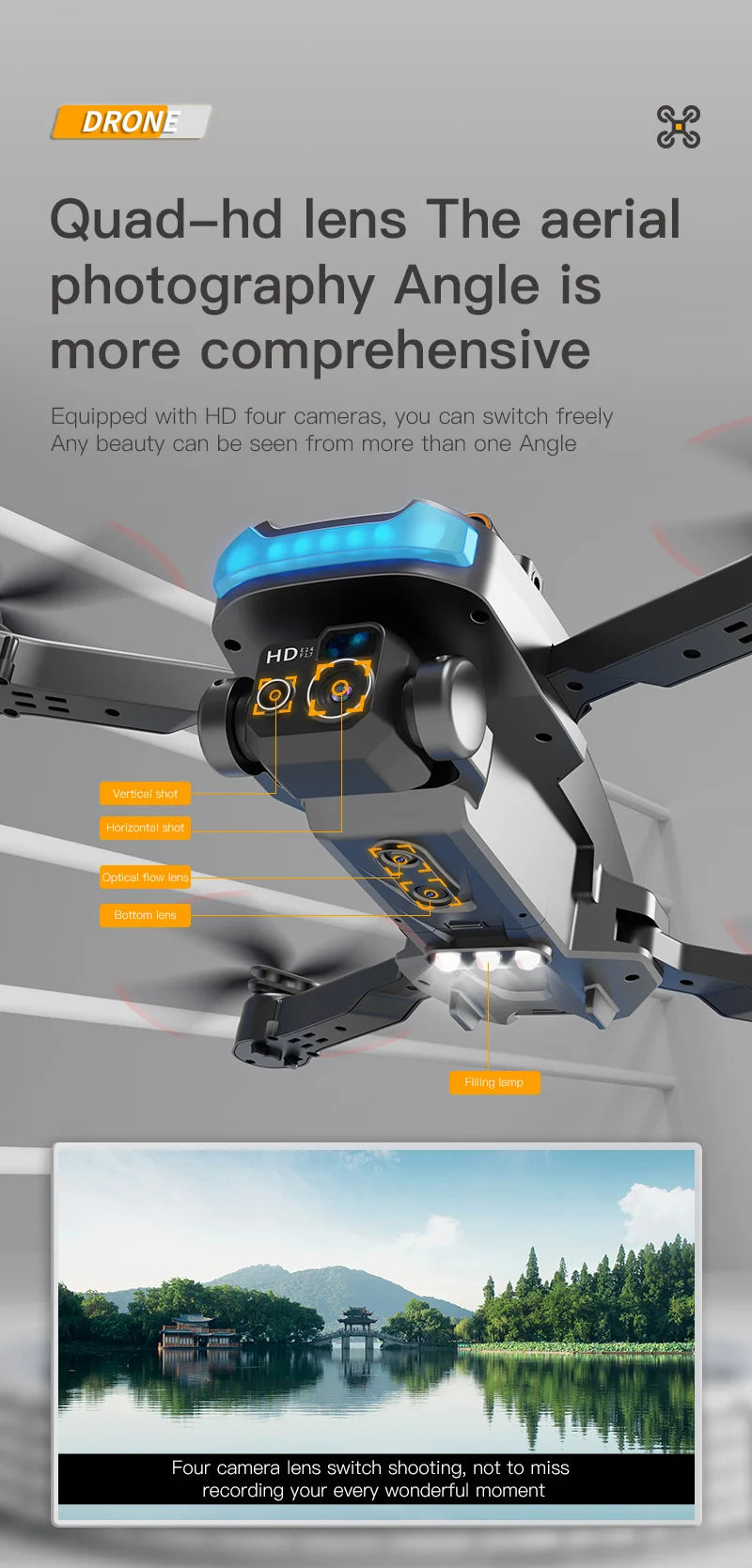 Lenovo New P15 Drone Professional 8K GPS Dual Camera 5G Obstacle Avoidance Optical Flow Positioning Brushless Upgraded RC 8000M