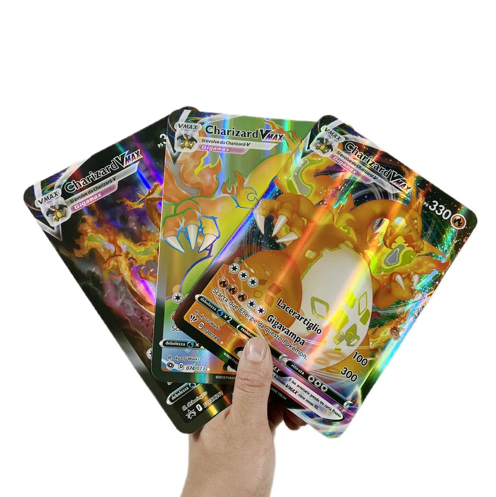 5-30 Pcs/set Pokemon Cards Jumbo Card Italian English Vmax GX Color Energy Card Pikachu Rare Collection Battle Trainer Boys Gift