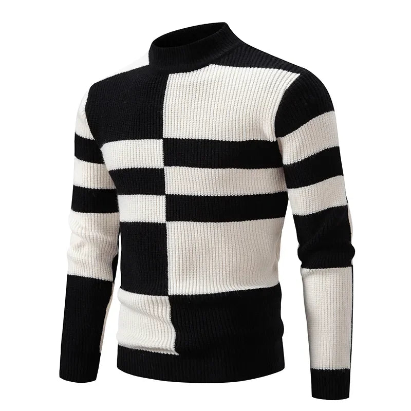 Men's New Autumn and Winter Casual Warm Neck Sweater Knit Pullover Tops  Man Clothes