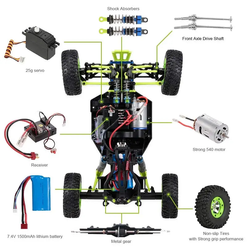 WL 12428 WLtoys 1/12 4WD RC Racing Car High Speed Off-Road Remote Control Alloy Climbing Truck LED Light Buggy Toys Kids Gift