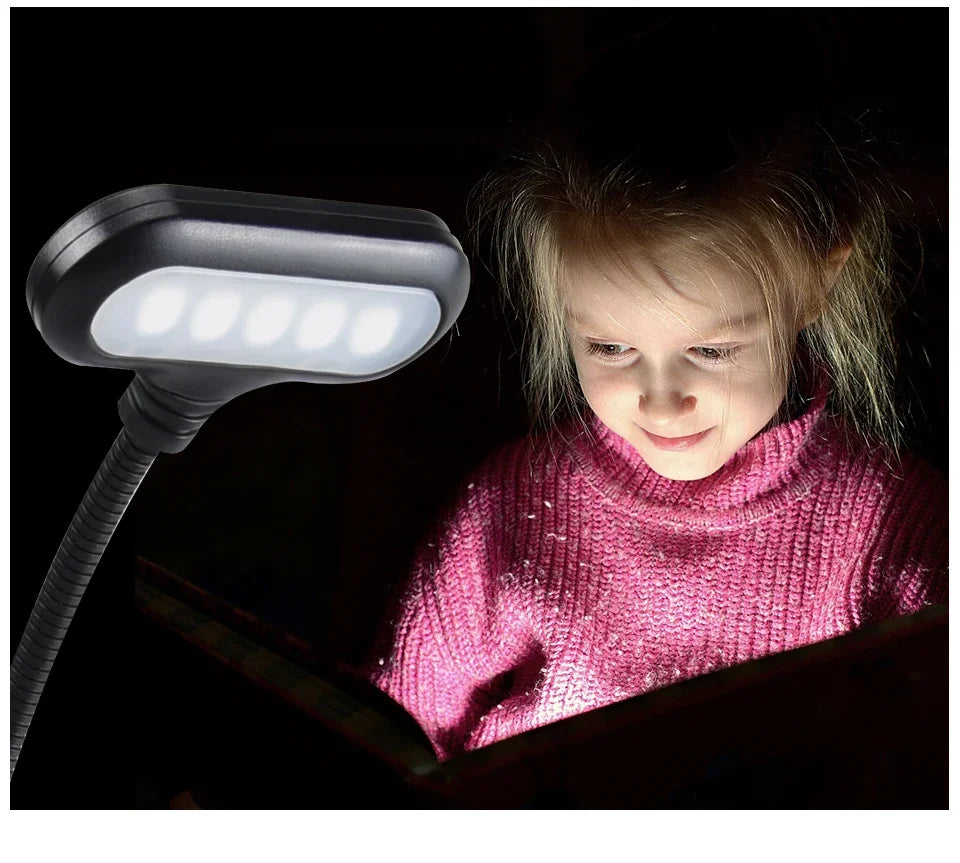 Adjustable LED Book Lamp Portable Mini Eye Protection Reading Light Clip-On Table Lamp Battery Powered Study Reading Table Lamp