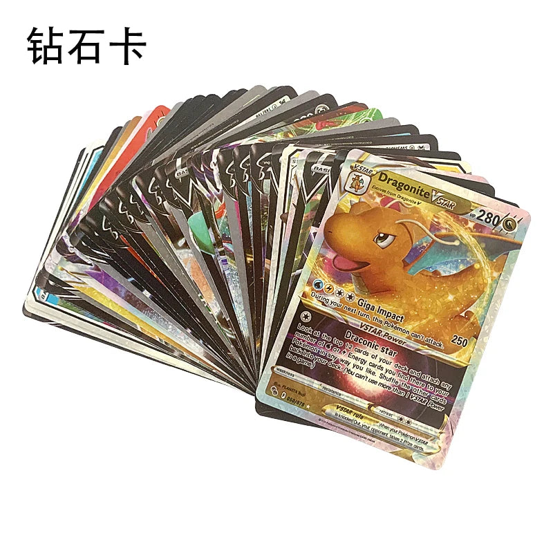 165Pcs Pokemon Gold Foil Card VSTAR VMAX EX GX Cards English French German Spanish Charizard Pikachu Arceus Colour Pokémon Cards