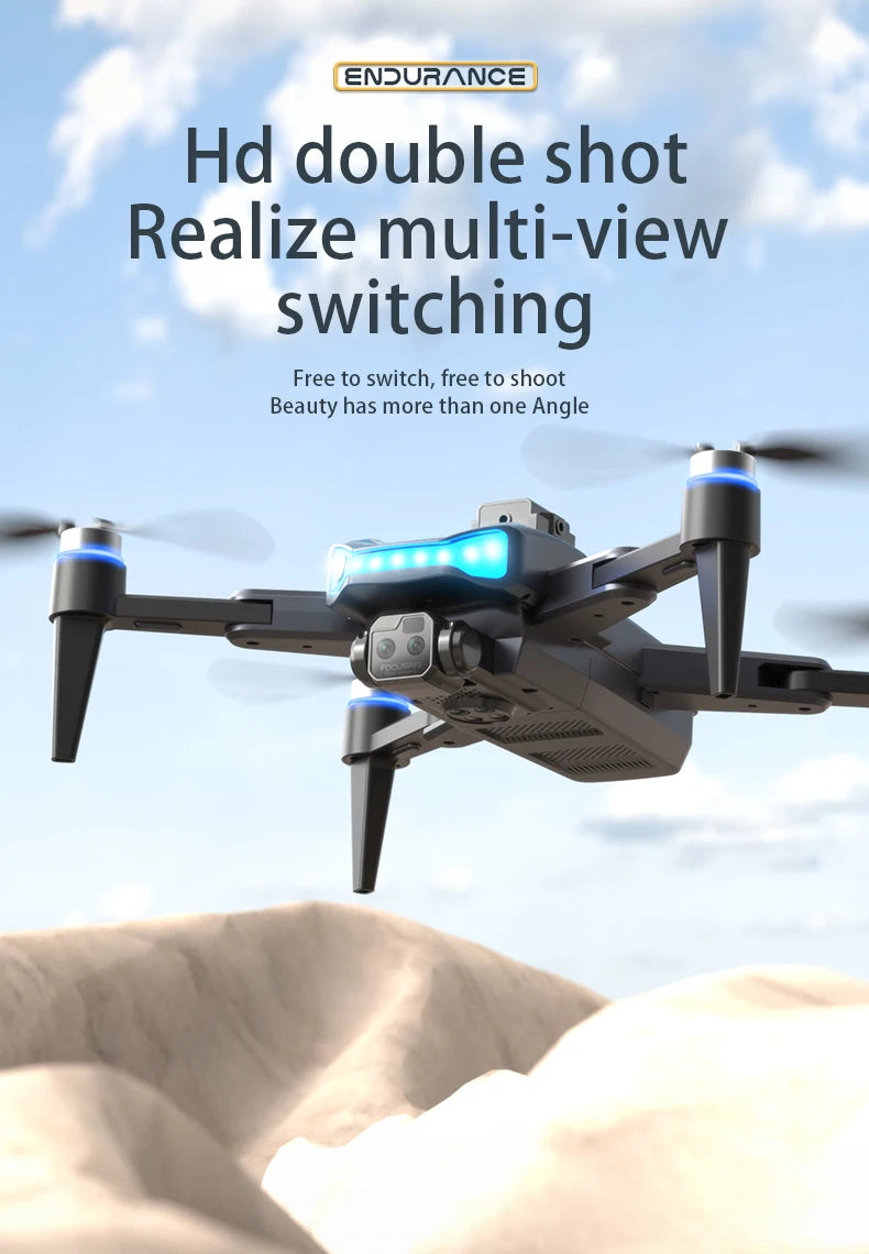 The New M12 RC Drone 8K Brushless Professional Edition Is Equipped With A Wide-angle Three Tracking Camera With 12 Color Lights