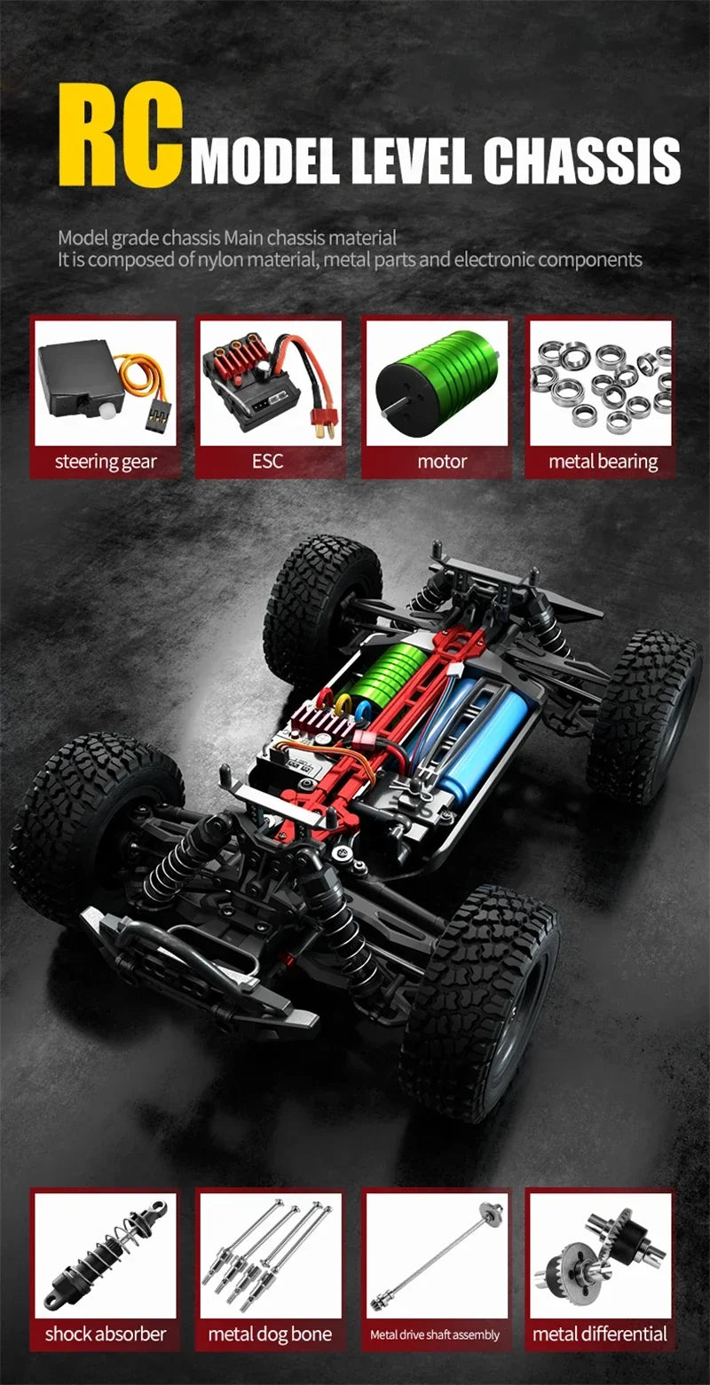 16103PRO 1:16 4WD RC Car with LED 2.4G Remote Control Cars 70KM/H High Speed Drift Monster Truck for Kids VS WLtoys 144001 Toys