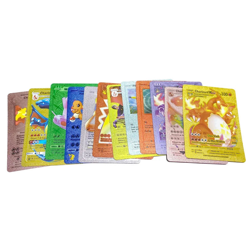 81Pcs Pokemon Francaise German Gold Cards Spanish English Foil Gold Rainbow Cards VMAX EX GX Card Vmax Gx Game Card Child Gifts