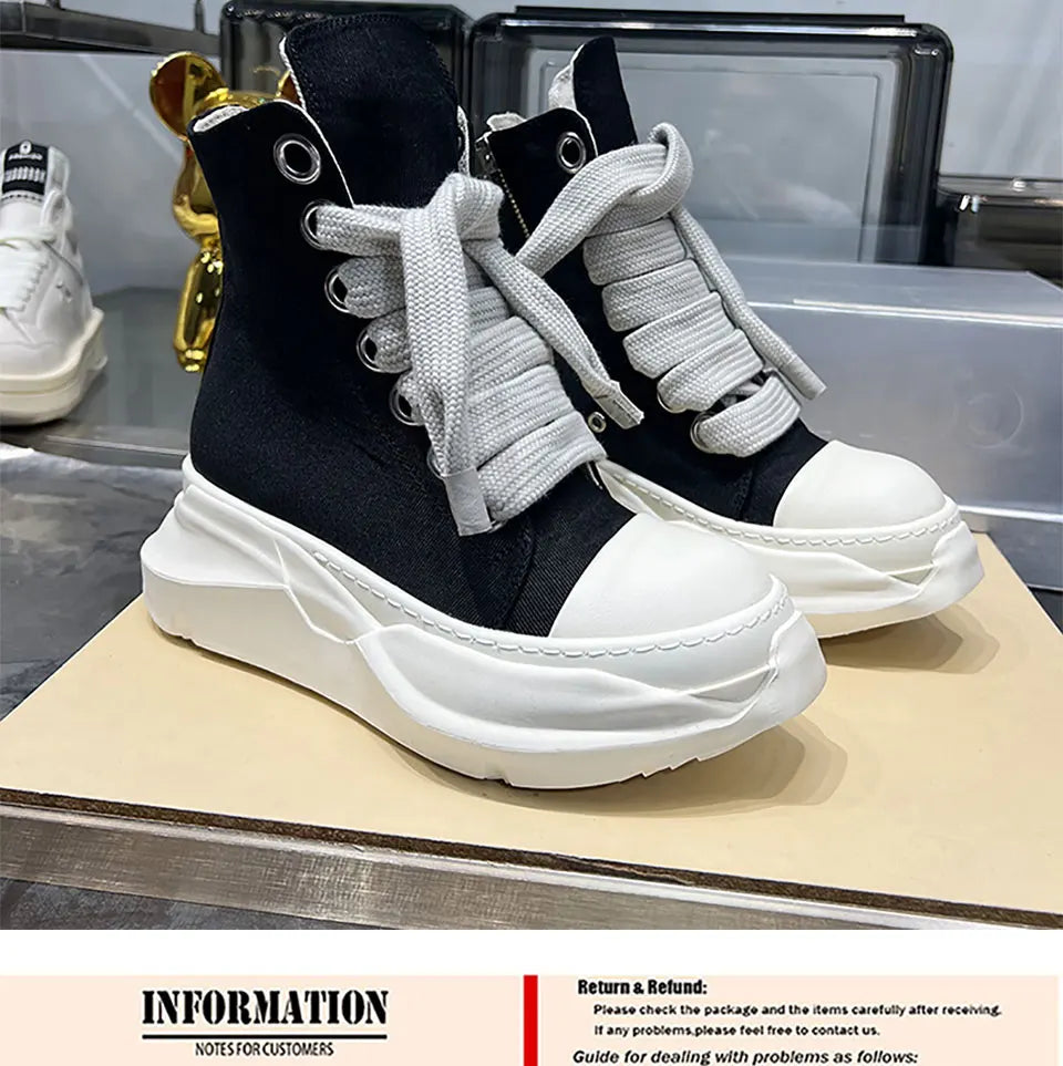 Original High Top Ankle Canvas Shoes Men Thick Sole Jumbo Lace Up Women Owen Sneakers Luxury Designer Sneakers Ro Ankle Boots