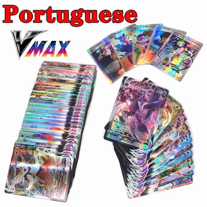 Pokemon Cards Portuguese 40-100pcs GX V Vmax Charizard  Pokemon Pikachu Carte Game Battle Carte Trading Shining Cards