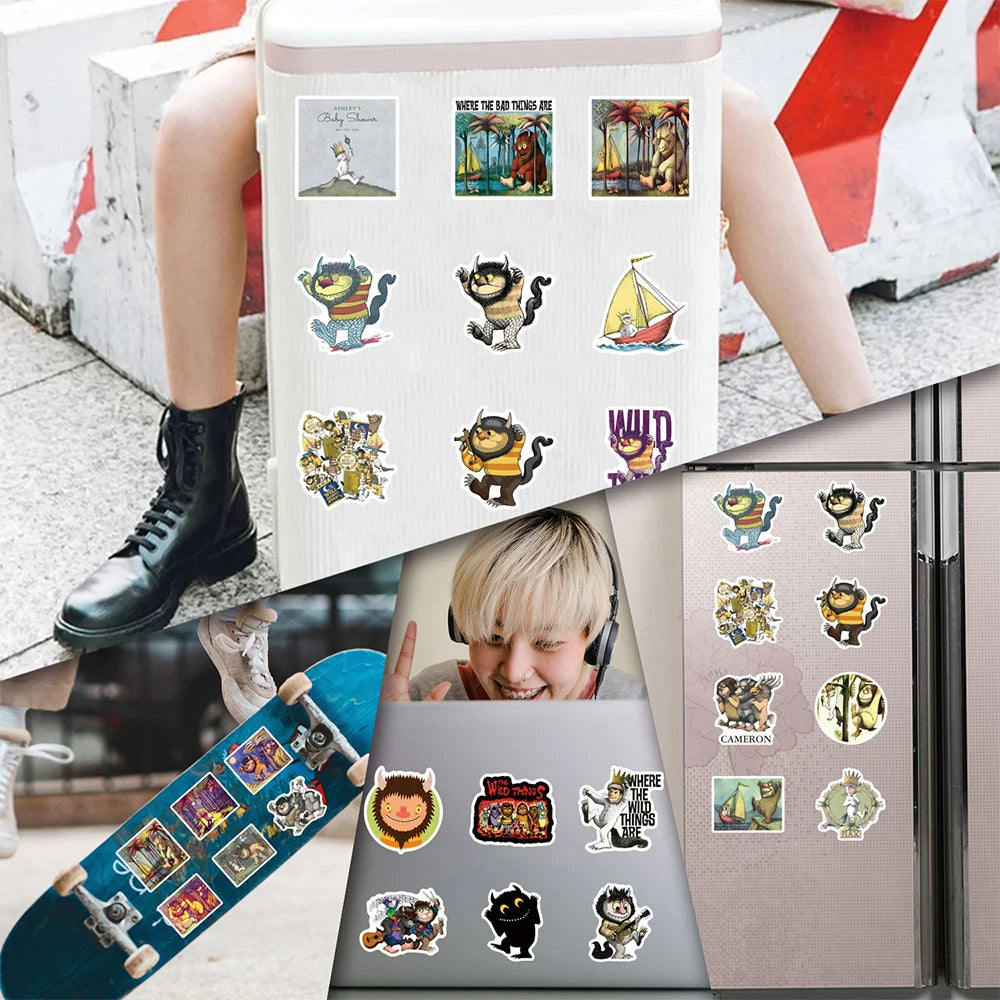 10/30/50pcs Where The Wild Things Are Sticker Cartoon Graffiti Waterproof Decals Kids Toys DIY Fridge Laptop Diary Funny Sticker