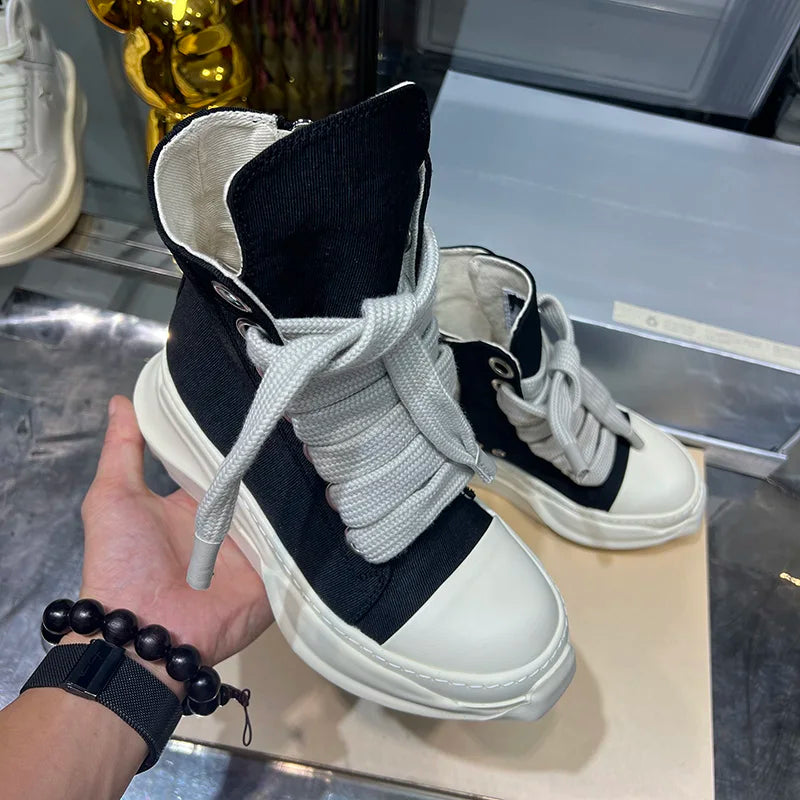 Original High Top Ankle Canvas Shoes Men Thick Sole Jumbo Lace Up Women Owen Sneakers Luxury Designer Sneakers Ro Ankle Boots