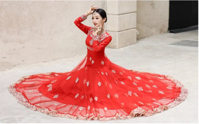 New  Arrival Woman Saree Embroidery Dress Female Coat Summer Clothing India Ethnic Girl Dancing Cloth