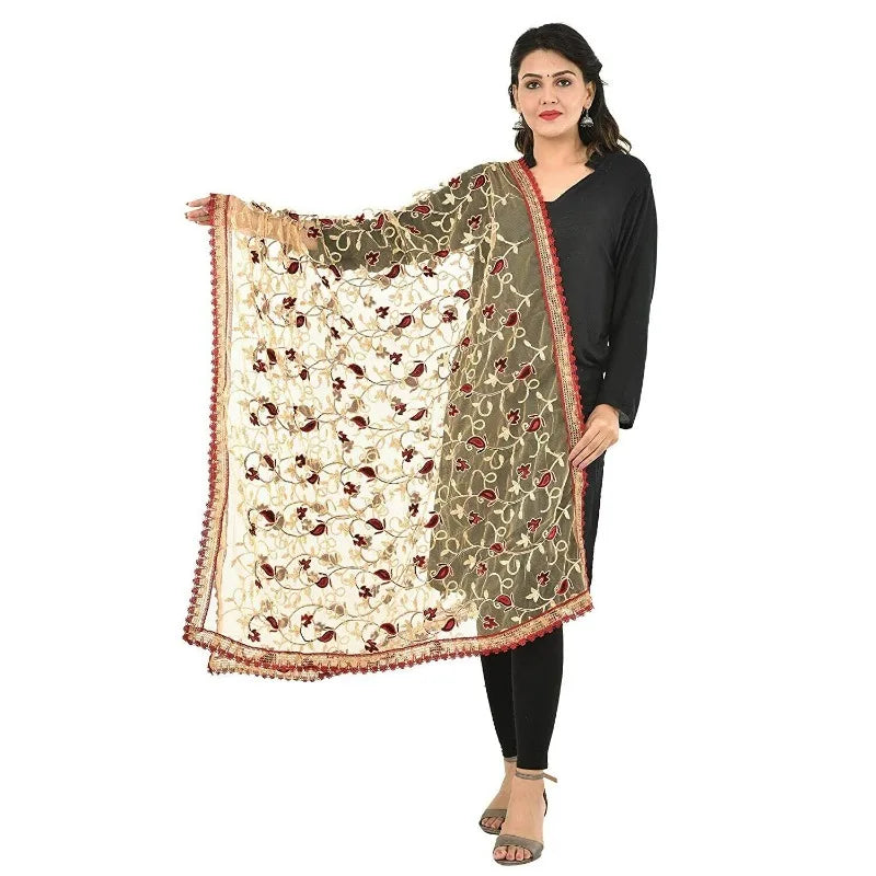 Sarees for Women in India Embroidered Net Dupatta