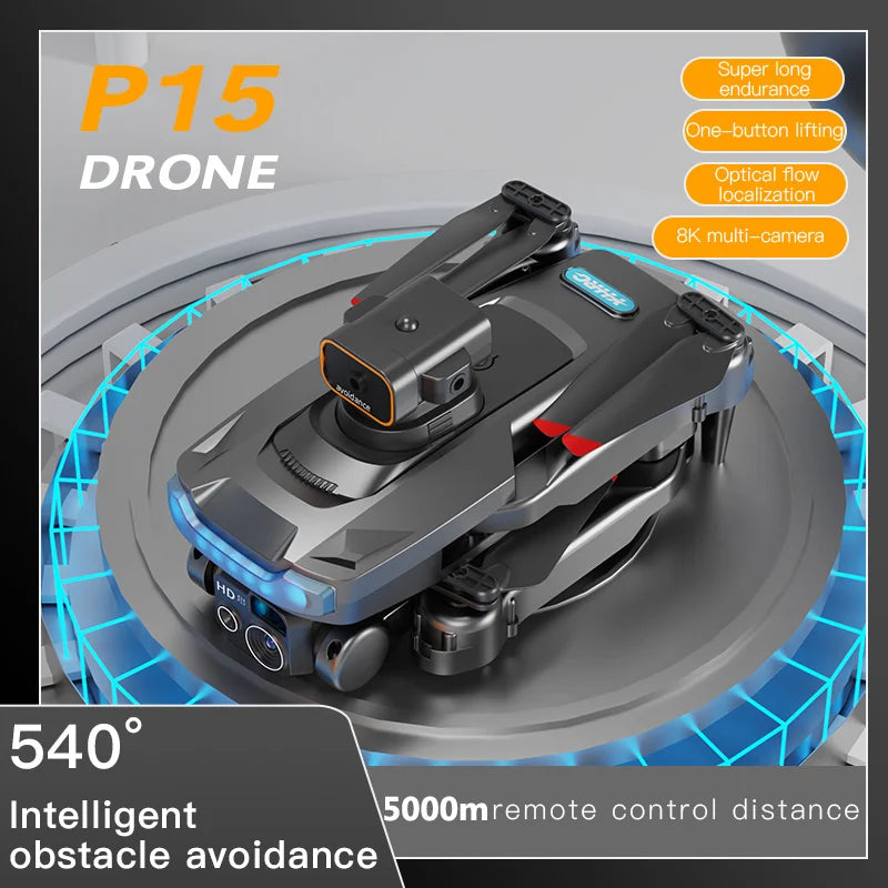 Lenovo New P15 Drone Professional 8K GPS Dual Camera 5G Obstacle Avoidance Optical Flow Positioning Brushless Upgraded RC 8000M