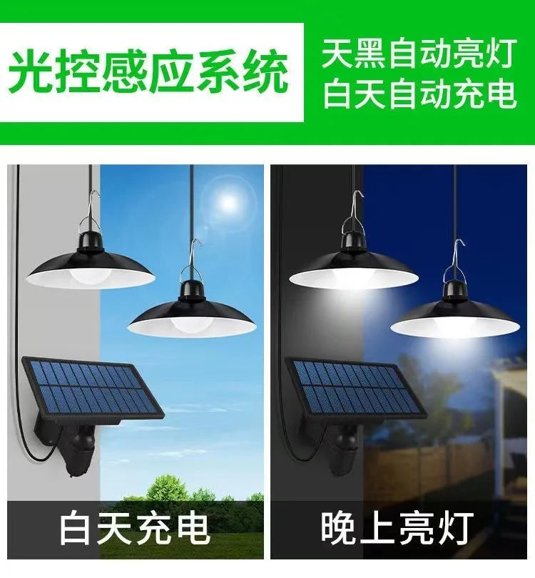 Auto-lighting Solar Pendant Light Led Solar Powered Lamp White/Warm light with Remote Control Chandelier Camping Outdoor Garden