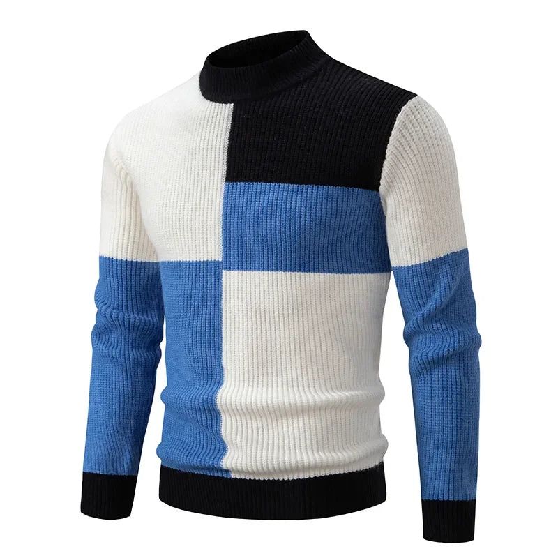 Men's New Autumn and Winter Casual Warm Neck Sweater Knit Pullover Tops  Man Clothes