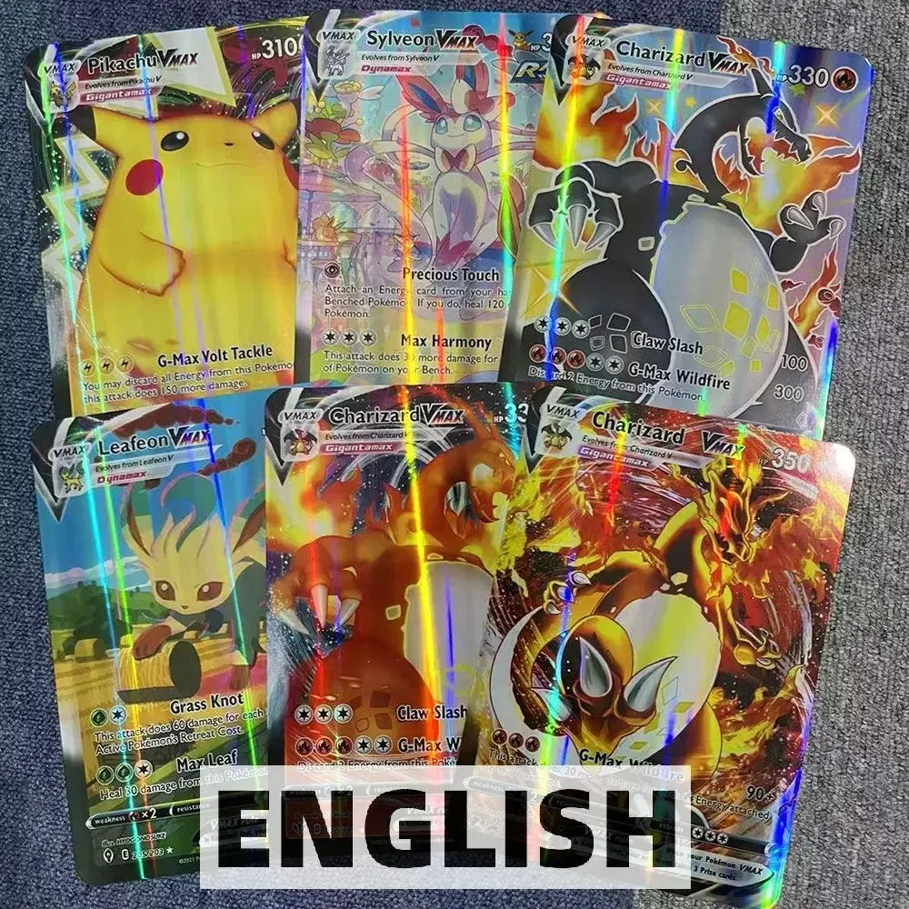 Pokemon 21*15cm Big Rainbow Cards Vstar Pack Oversized Jumbo Letters Spanish German French Vmax GX Arceus Charizard Rare Card