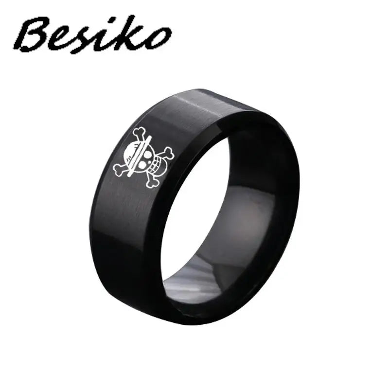 Besiko 2023 Anime Fans Stainless Steel Rings For Men Straw Hat Luffy Pirates Men's Ring Bague Heren Ghibli Jewelry Dropshipping