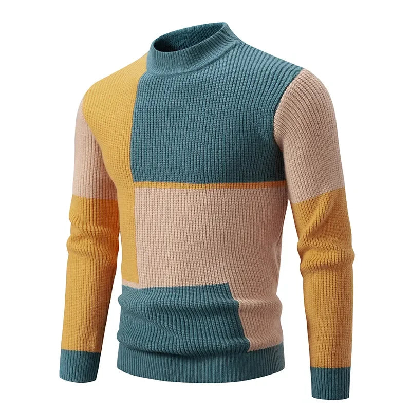 Men's New Autumn and Winter Casual Warm Neck Sweater Knit Pullover Tops  Man Clothes