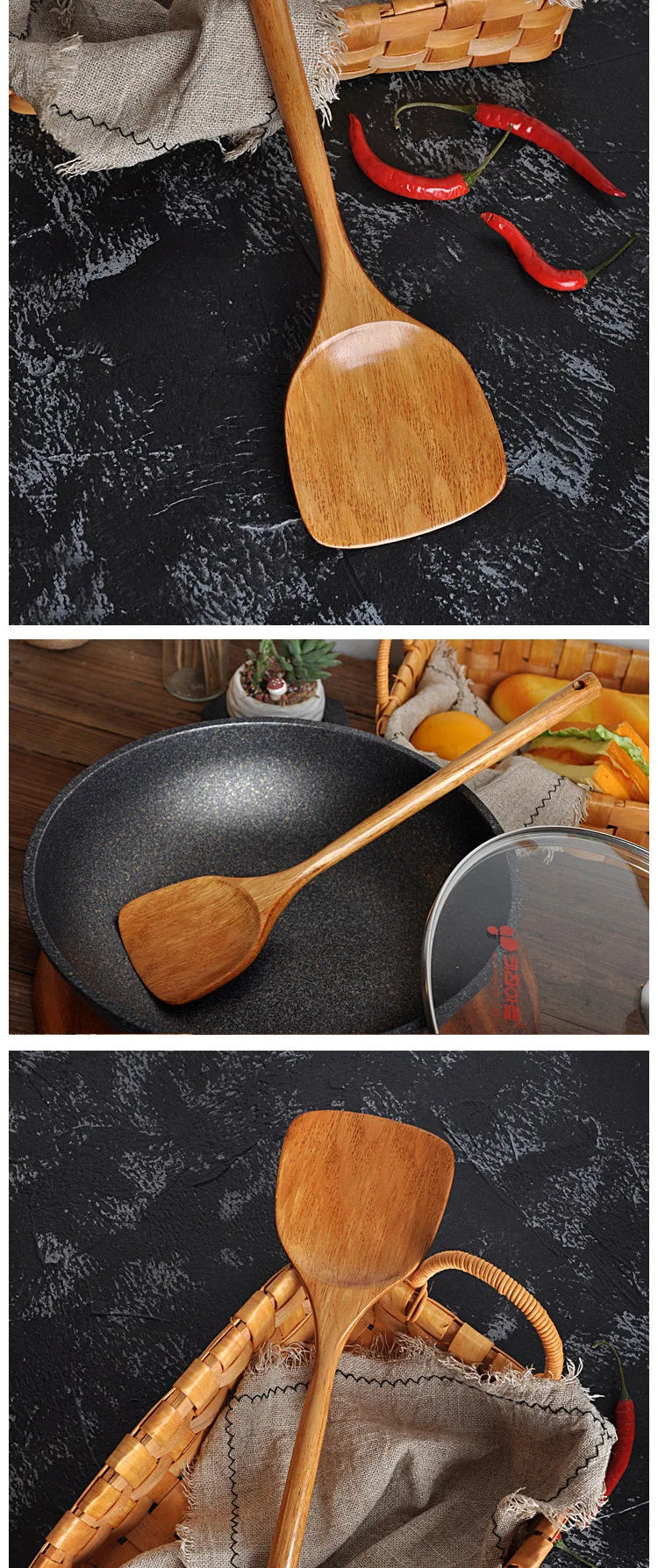 Long Handle Wooden Turners Cooking Spatula Scoop Kitchen Utensil Non-stick Hand Wok Shovel Kitchen Tools Accessories Cookware