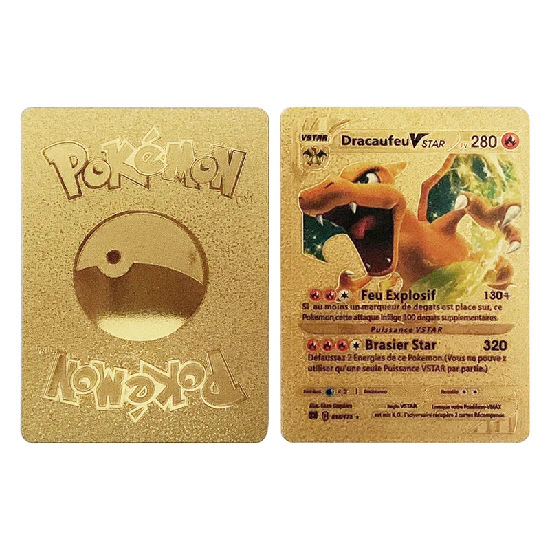 165Pcs Pokemon Gold Foil Card VSTAR VMAX EX GX Cards English French German Spanish Charizard Pikachu Arceus Silver Pokémon Cards