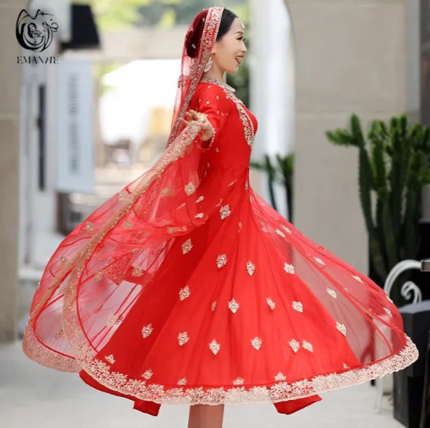 New  Arrival Woman Saree Embroidery Dress Female Coat Summer Clothing India Ethnic Girl Dancing Cloth