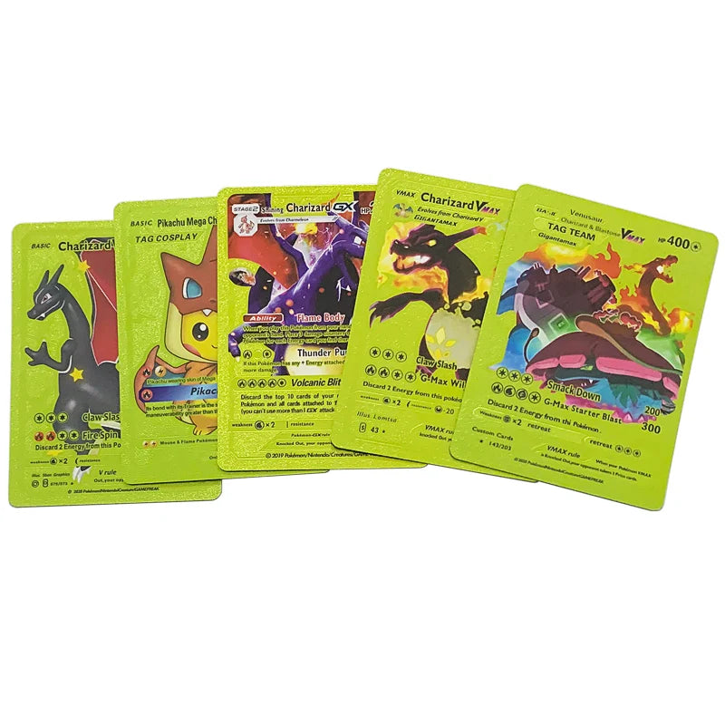 81Pcs Pokemon Francaise German Gold Cards Spanish English Foil Gold Rainbow Cards VMAX EX GX Card Vmax Gx Game Card Child Gifts