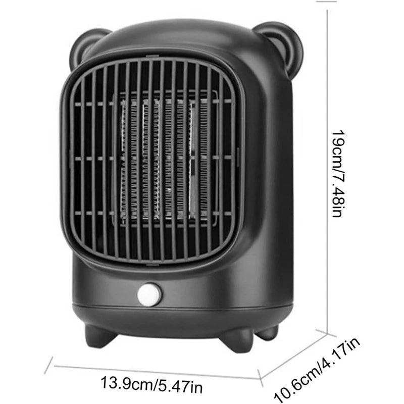 500W PTC Quiet Ceramic Space Heater Fan Portable Electric Heaters EU Plug (Black)