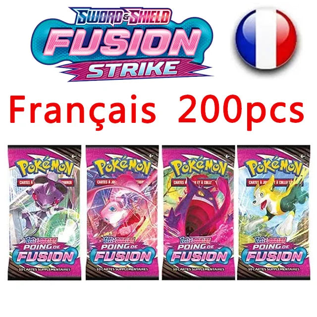 50-200Pcs Pokemon Cards Game Collection Battle Carte Trading Cards Fusion Strike French Version V MAX TRAINER Kids Toy