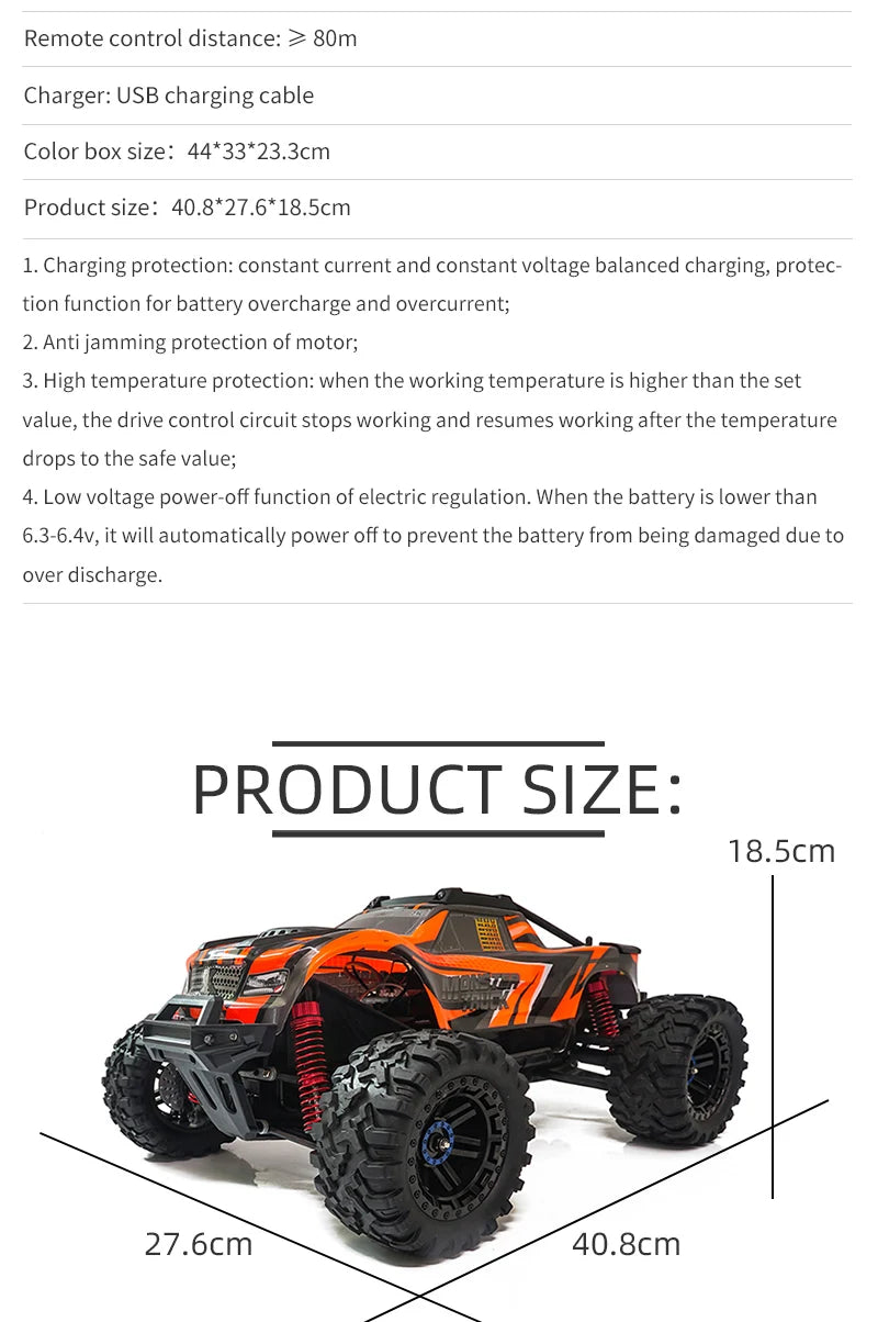 RC Car 1/10 4WD 2.4G Remote Control Car 550 Carbon Brush Strong Motor Drift Off-Road Desert Racing Car Remote Truck Toys