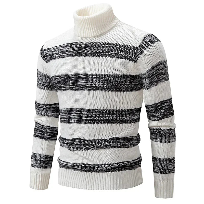 Men's New Autumn and Winter Casual Warm Neck Sweater Knit Pullover Tops  Man Clothes