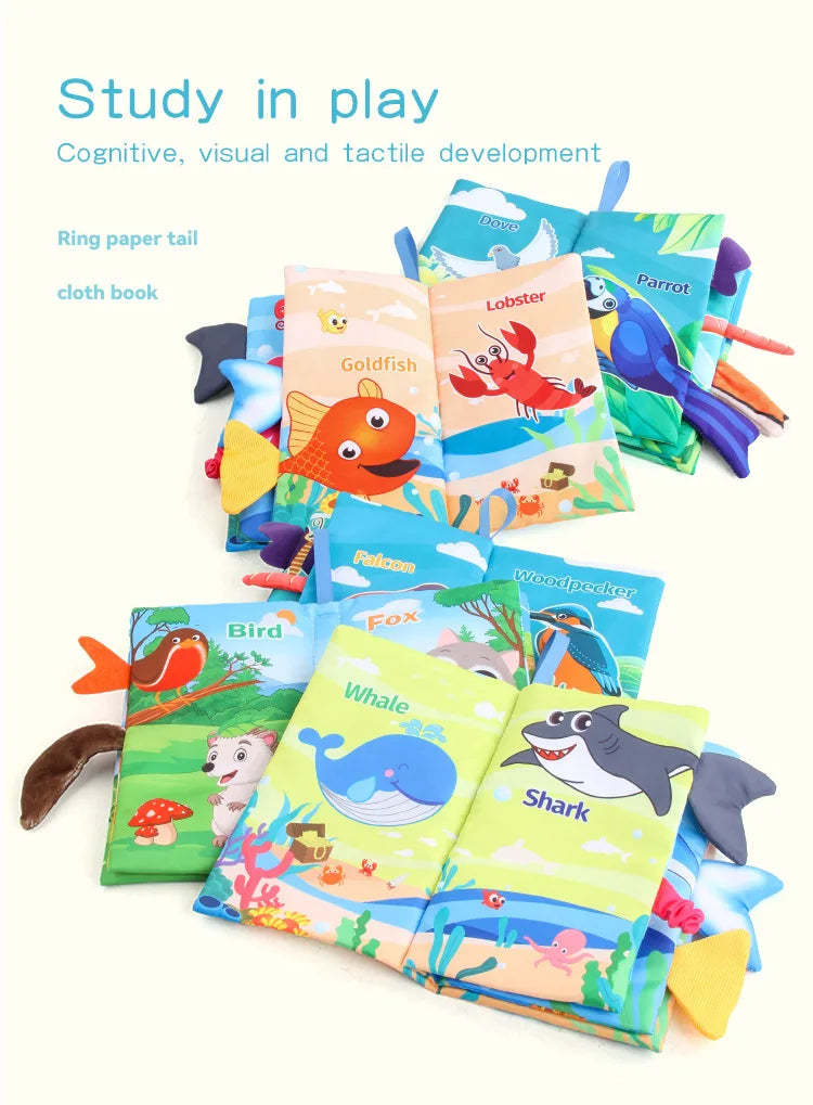 0-36M Baby Early Learning Toy Tail Cloth Book Puzzle Parent-child Interactive Sound Paper Infants Activity Toys for Babies