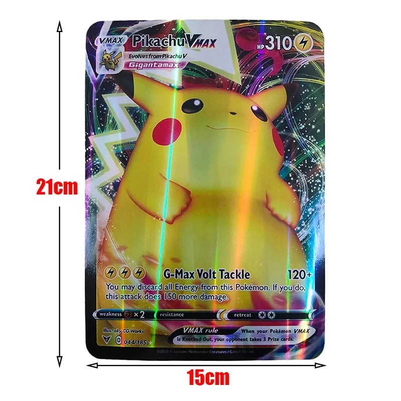 15/30pcs Anime Pokemon Pikachu Cards Shining Vmax Vstar Big Size Collection Battle Trainer Card Children GX VMax Card Toys Gifts