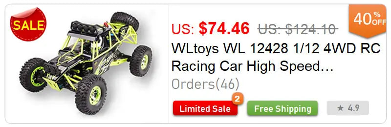 WL 12428 WLtoys 1/12 4WD RC Racing Car High Speed Off-Road Remote Control Alloy Climbing Truck LED Light Buggy Toys Kids Gift