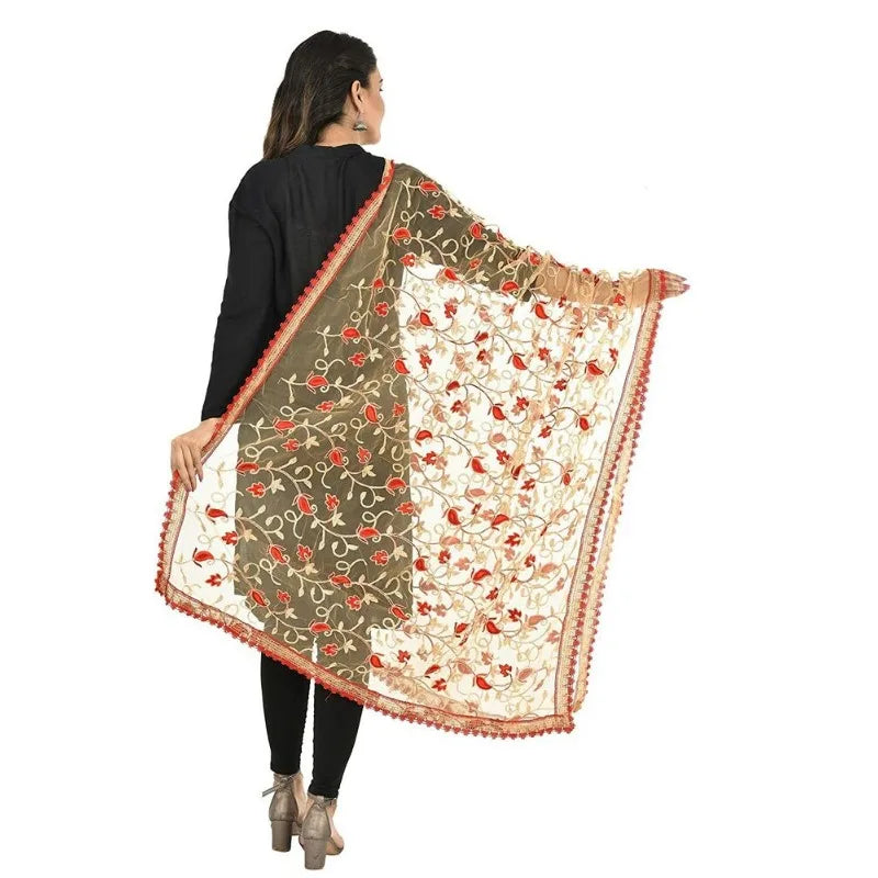 Embroidered Net Dupatta for Womens Sarees for Women in India