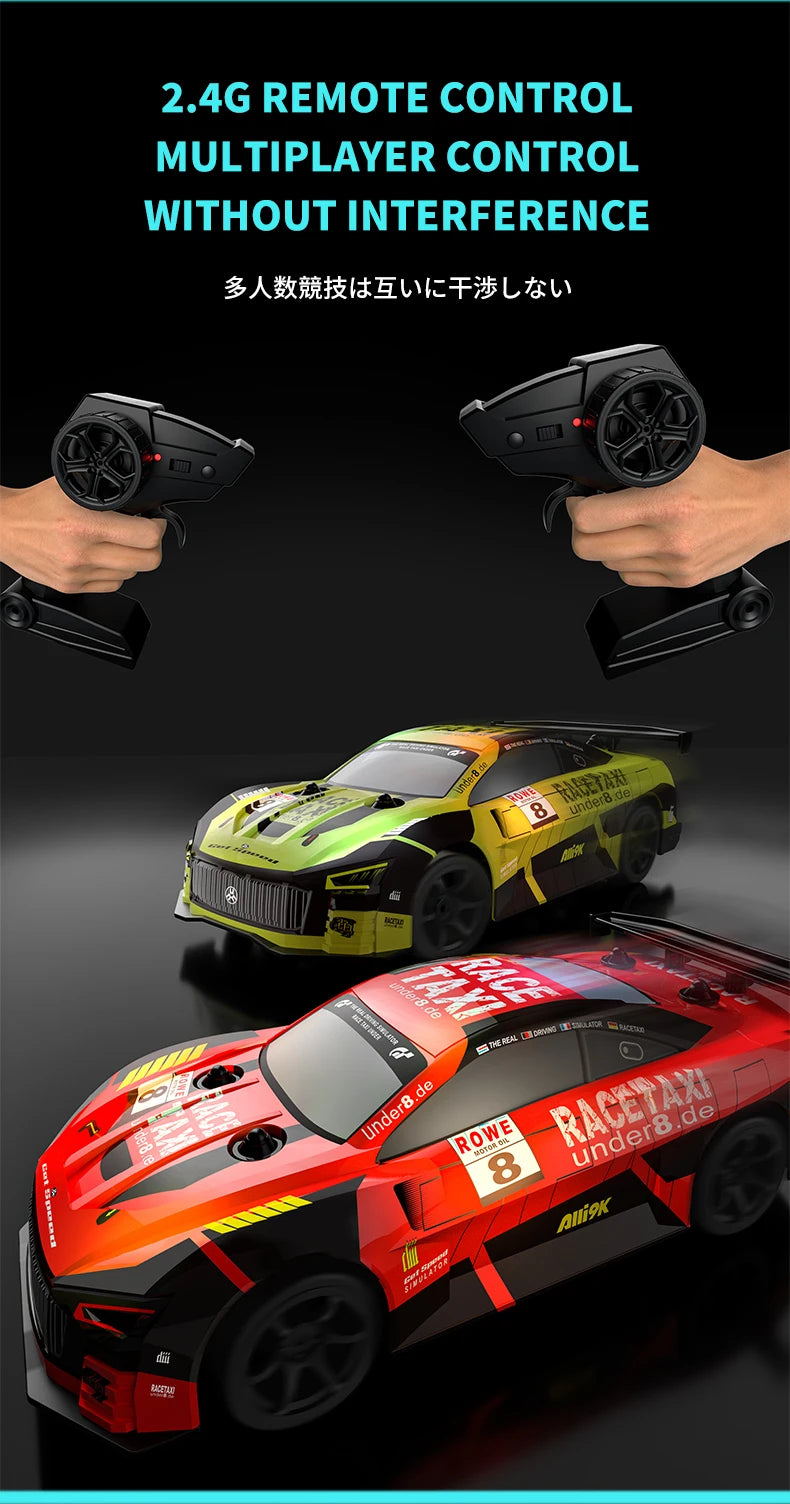 RC Car 4WD Drift Toy 2.4G Remote Control GTR With LED Light RC Drift Car Mini GTR Electric Racing Cars Toys Birthday Gift for Bo