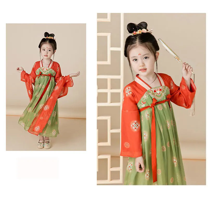 Girls Ethnic Dress Set Bollywood Indian Salwar Kids Performance Cosplay Costume Carnival Outfit