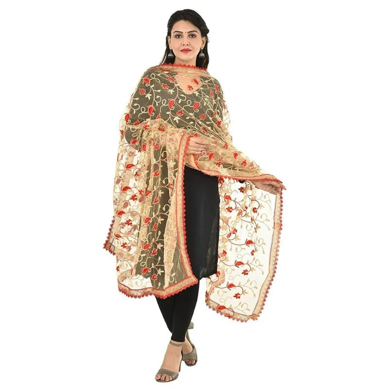 Embroidered Net Dupatta for Womens Sarees for Women in India