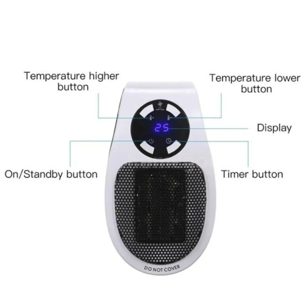 Portable Electric Heater Plug in Wall Heater Room Heating Stove Mini Household Radiator Remote Warmer Machine For Winter 500W