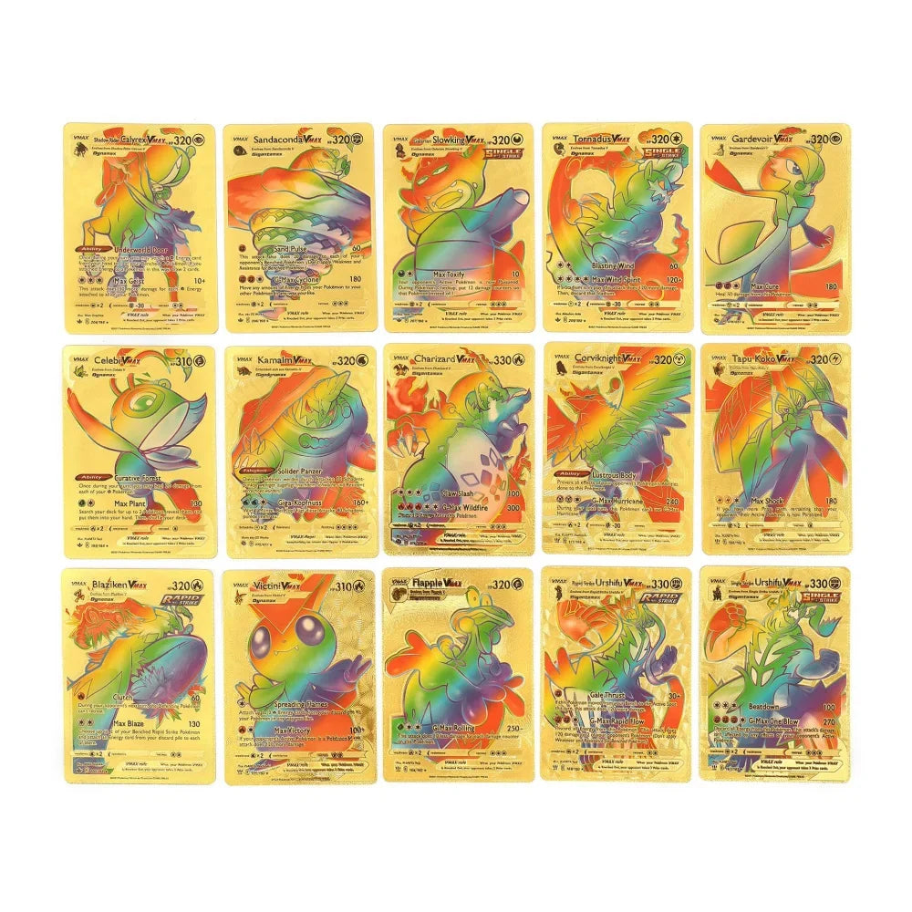 Pokemon Charizard Pikachu German Rose Gold French Colorful Italian Sliver Black Carte Rainbow Collection Card Spanish Letters