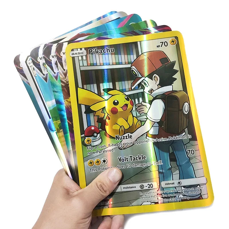 15/30pcs Anime Pokemon Pikachu Cards Shining Vmax Vstar Big Size Collection Battle Trainer Card Children GX VMax Card Toys Gifts