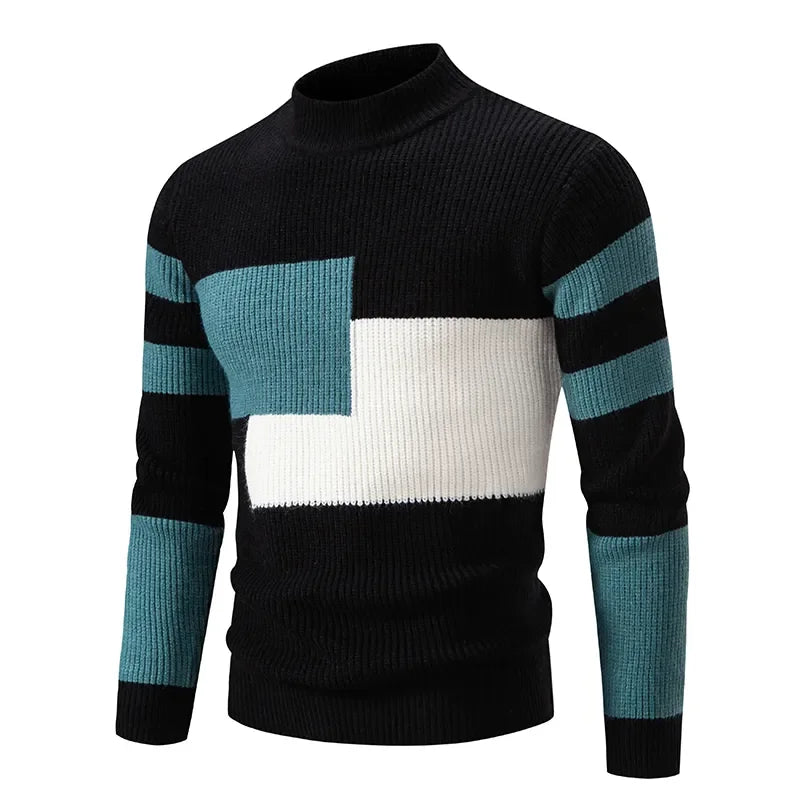 Men's New Autumn and Winter Casual Warm Neck Sweater Knit Pullover Tops  Man Clothes