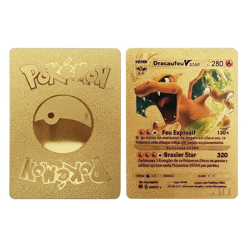 165Pcs Pokemon Gold Foil Card VSTAR VMAX EX GX Cards English French German Spanish Charizard Pikachu Arceus Colour Pokémon Cards